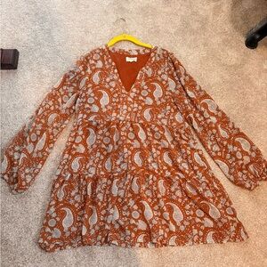 MELLODAY Rust Paisley Dress